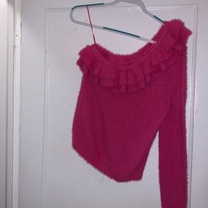 DO +BE  Hot pink one shoulder sweater